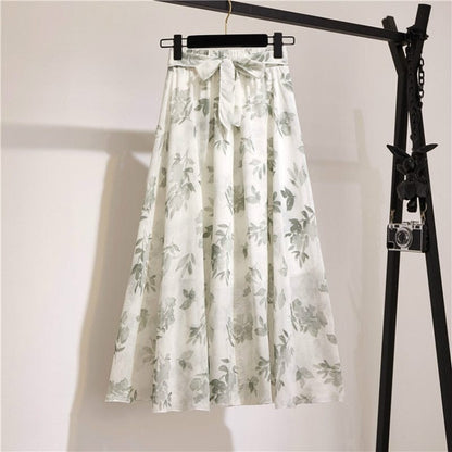 Cap Point 8 / Free size Belline Chiffon Floral Bohemian High Waist Maxi Skirt