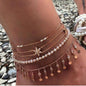 Cap Point 8284 Charlene Layered Gold Color Shell Pendant Chain Ankle Bracelet