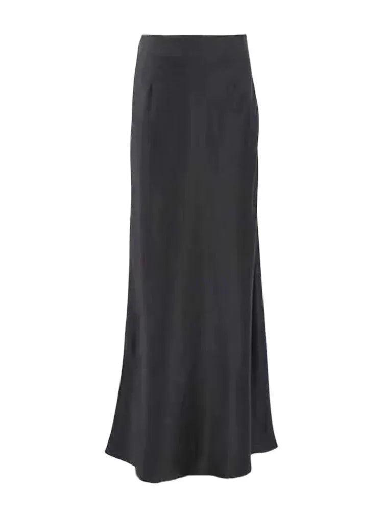 Cap Point Adassa Elegant Satin Fashion Casual High Waist Club Office Maxi Skirt