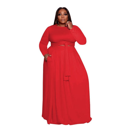 Cap Point Allegra Plus Size 2 Piece Tall Waist Long Sleeve Maxi Skirt