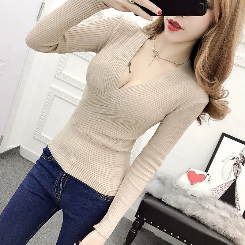 Cap Point Ameline Deep V Neck Sweater