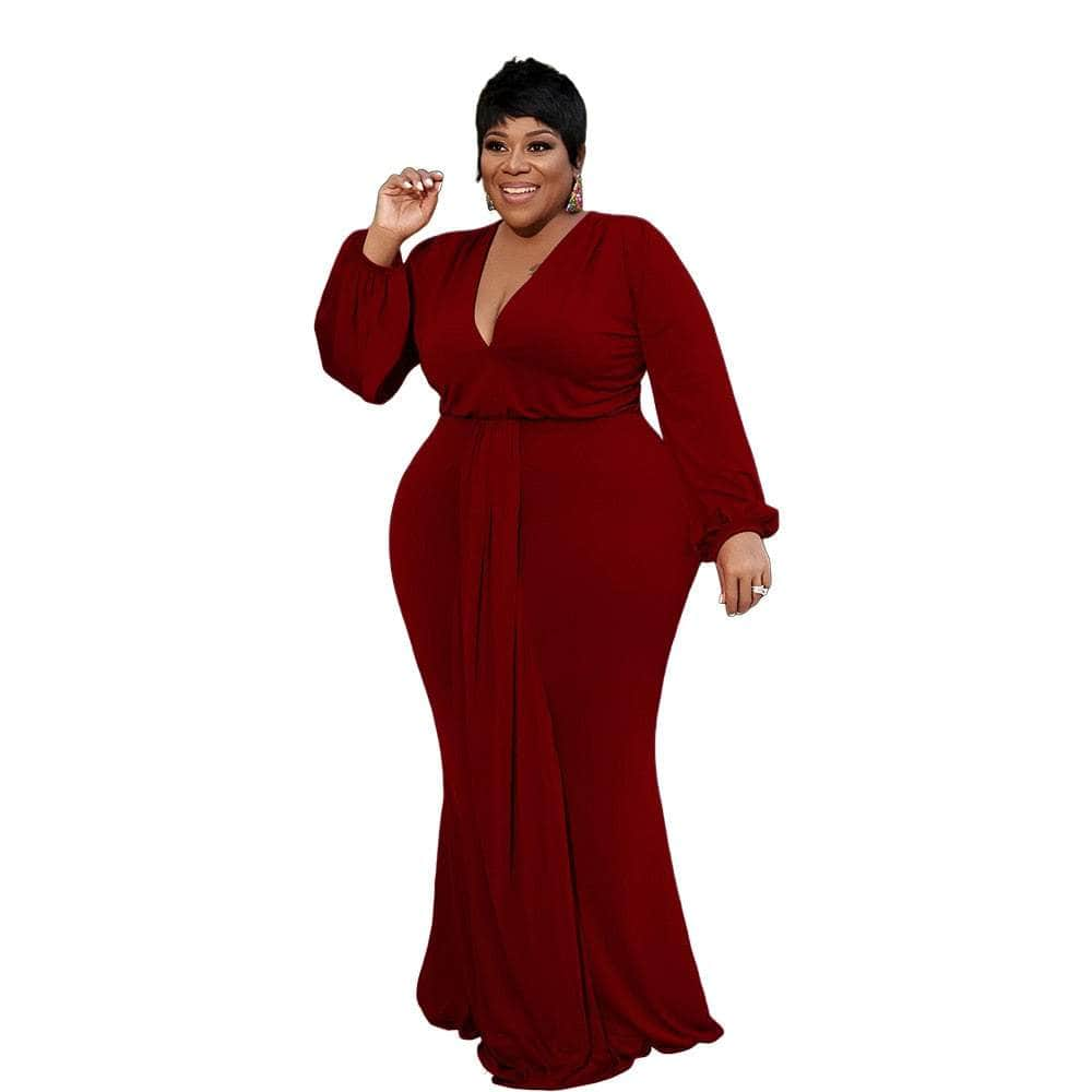 Cap Point Angelina Plus Size Elegant Mermaid Full Sleeve Maxi Dress