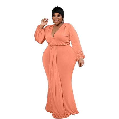 Cap Point Angelina Plus Size Elegant Mermaid Full Sleeve Maxi Dress