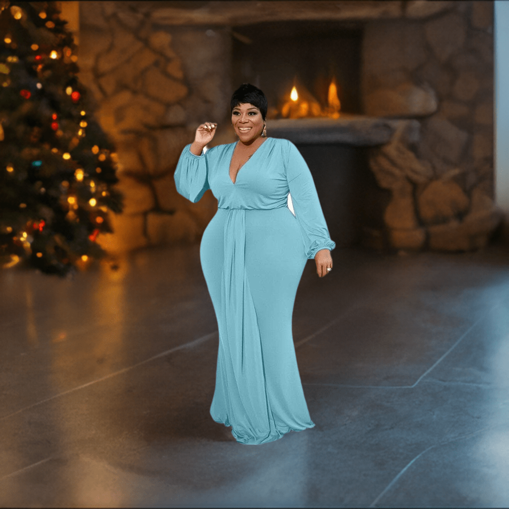 Cap Point Angelina Plus Size Elegant Mermaid Full Sleeve Maxi Dress