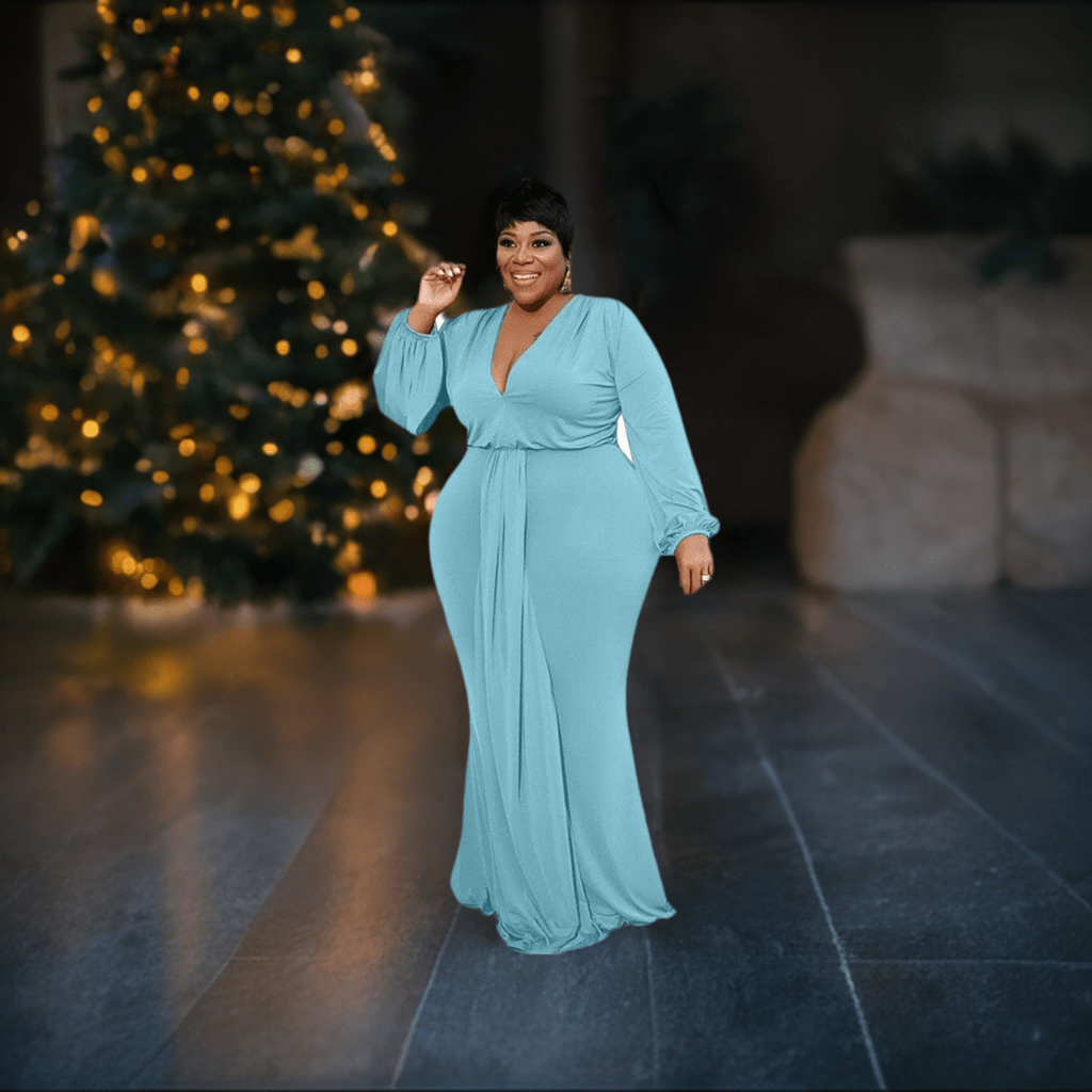 Cap Point Angelina Plus Size Elegant Mermaid Full Sleeve Maxi Dress