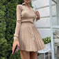 Cap Point Apricot / S Benita Knit Suit Mini Pleated Skirt