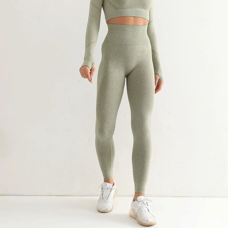 Cap Point Army Green / M Ameline Seamless Push Up Breathable High Waist Workout Leggings