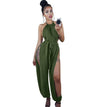 Cap Point Army green / S Andreas Hollow Out Sleeveless O-Neck Belt Lace Up Jumpsuit