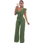 Cap Point Army Green / S Merlaine Ruffles Sexy Loose Long Pants Wide leg Jumpsuit