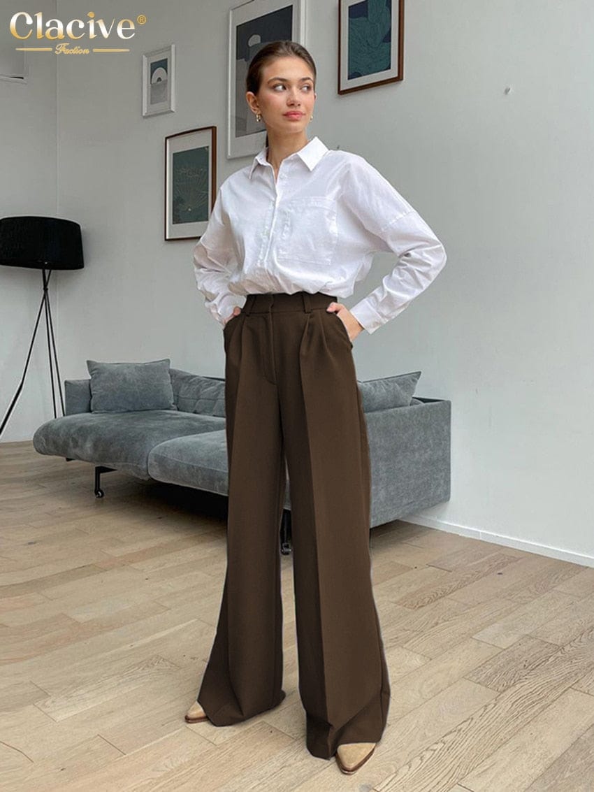 Cap Point Auburn / S Fashion Wide Leg High Waisted Casual Pants