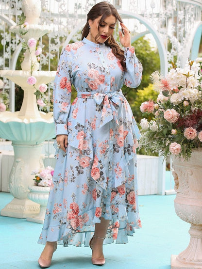 Cap Point Becky Chic Elegant Floral Oversized Long Evening Party Maxi Dress