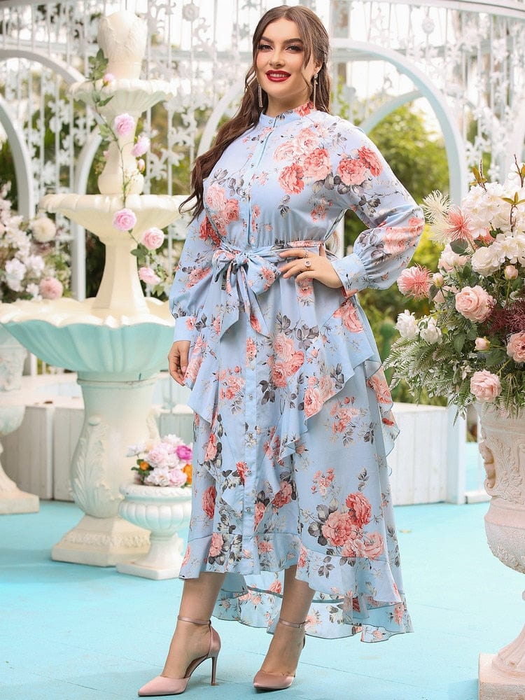 Cap Point Becky Chic Elegant Floral Oversized Long Evening Party Maxi Dress