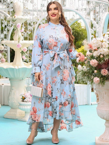 Cap Point Becky Chic Elegant Floral Oversized Long Evening Party Maxi Dress