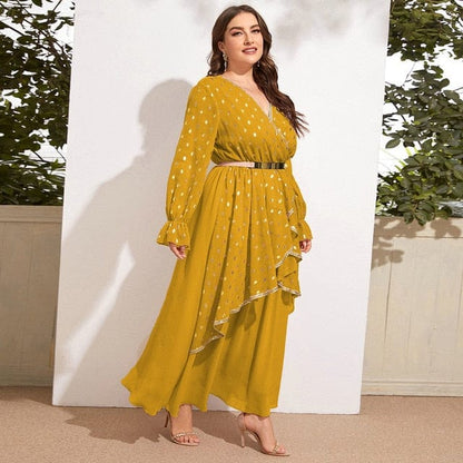 Cap Point Becky Chic Elegant Plus Size Luxury Designer Evening Party Oversize Maxi Dress