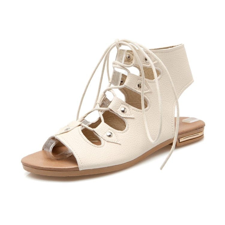 Cap Point Beige / 4 Roman Beach Croee Tied Women Sandals