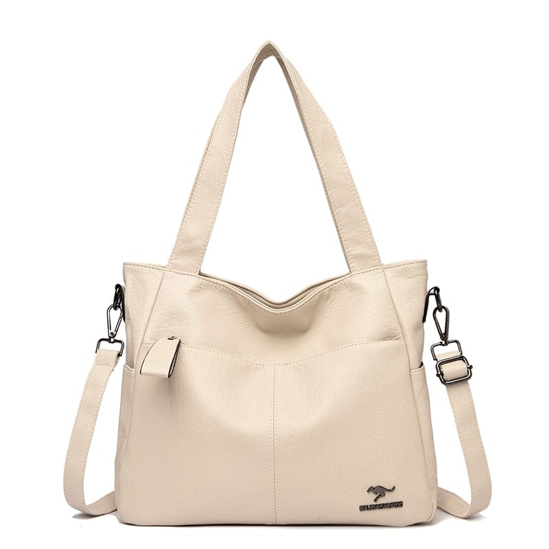 Cap Point Beige Catherine Genuine Brand Ladies Soft Leather Shoulder Handbag