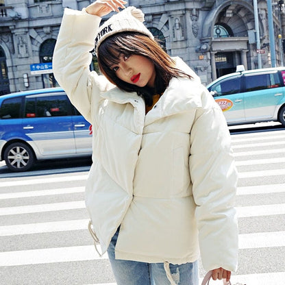 Cap Point Beige / S Julienne Stand Collar Solid Oversized Down Winter Coat