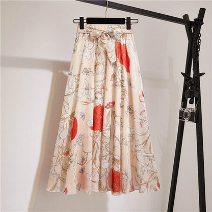 Cap Point Belline Chiffon Floral Bohemian High Waist Maxi Skirt