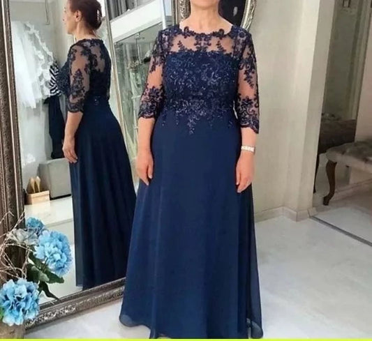 Cap Point black / 10 Judiyana A-line 3/4 Sleeves Chiffon Appliques Beaded Groom Evening Wedding Dress