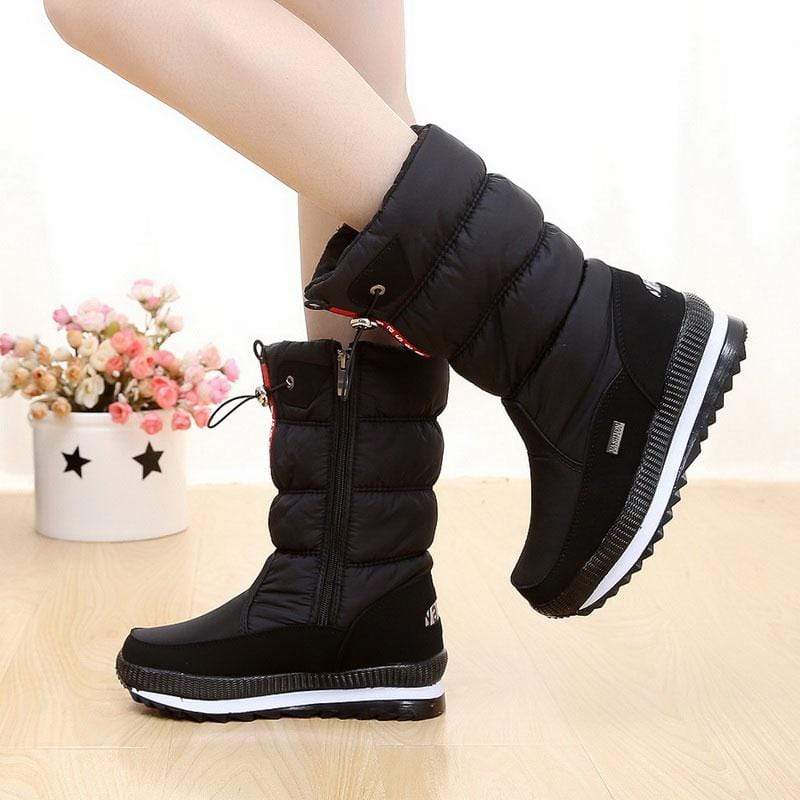 Women Waterproof Mid-calf Thick Plush snow boots – Cap Point