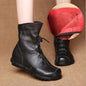 Cap Point Black / 5 Jalil Genuine Leather Plush Retro Boots