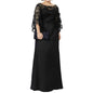 Cap Point black / 8 Lace Top Floor Length Long Column Mother of the Bride Dress