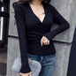 Cap Point Black / One Size Ameline Deep V Neck Sweater