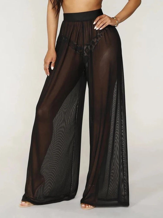 Cap Point Black / S Ameline Mesh Wide Leg Pants