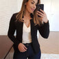 Cap Point Black / S Elegant Long Sleeve Blazer for Office Ladies