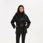 Cap Point Black / S Emery Autumn Winter Elegant Tie Belt Parkas Loose PU Leather Coat