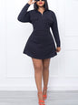 Cap Point Black / S Gloria Two Piece Long Sleeve Crop Top Mini Skirt Tracksuit