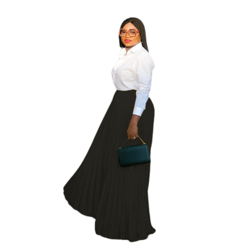 Cap Point Black / S Maryellen High Waist Pleated Maxi Skirt