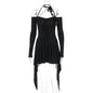 Cap Point Black / S Valeria Pure Desire Asymmetrical Design Halterneck Dress