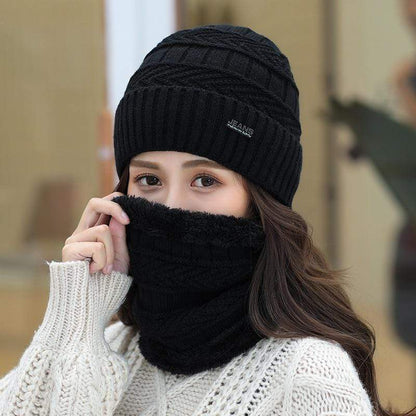 Cap Point black / size56-60cm Jeans Winter Knitted Hat Scarf Set