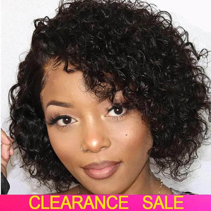 Cap Point Black / Style 4 Martha Short Afro Kinky Curly Pixie Cut Human Hair Wigs