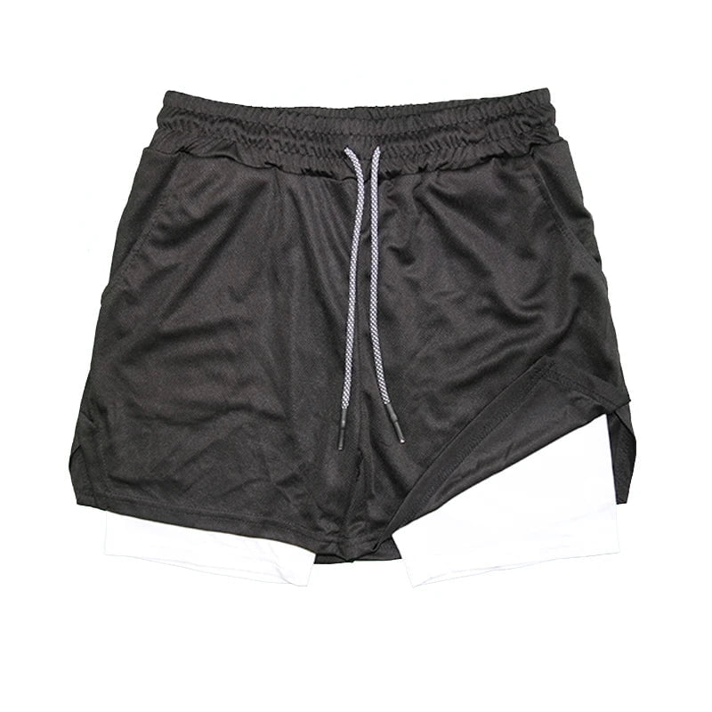 Cap Point Black white / XXXL Guelor Men's Double Layer Fitness Shorts