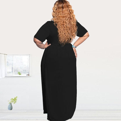 Cap Point black / XL Marianne Plus Size Short Sleeve Floor Maxi Dress