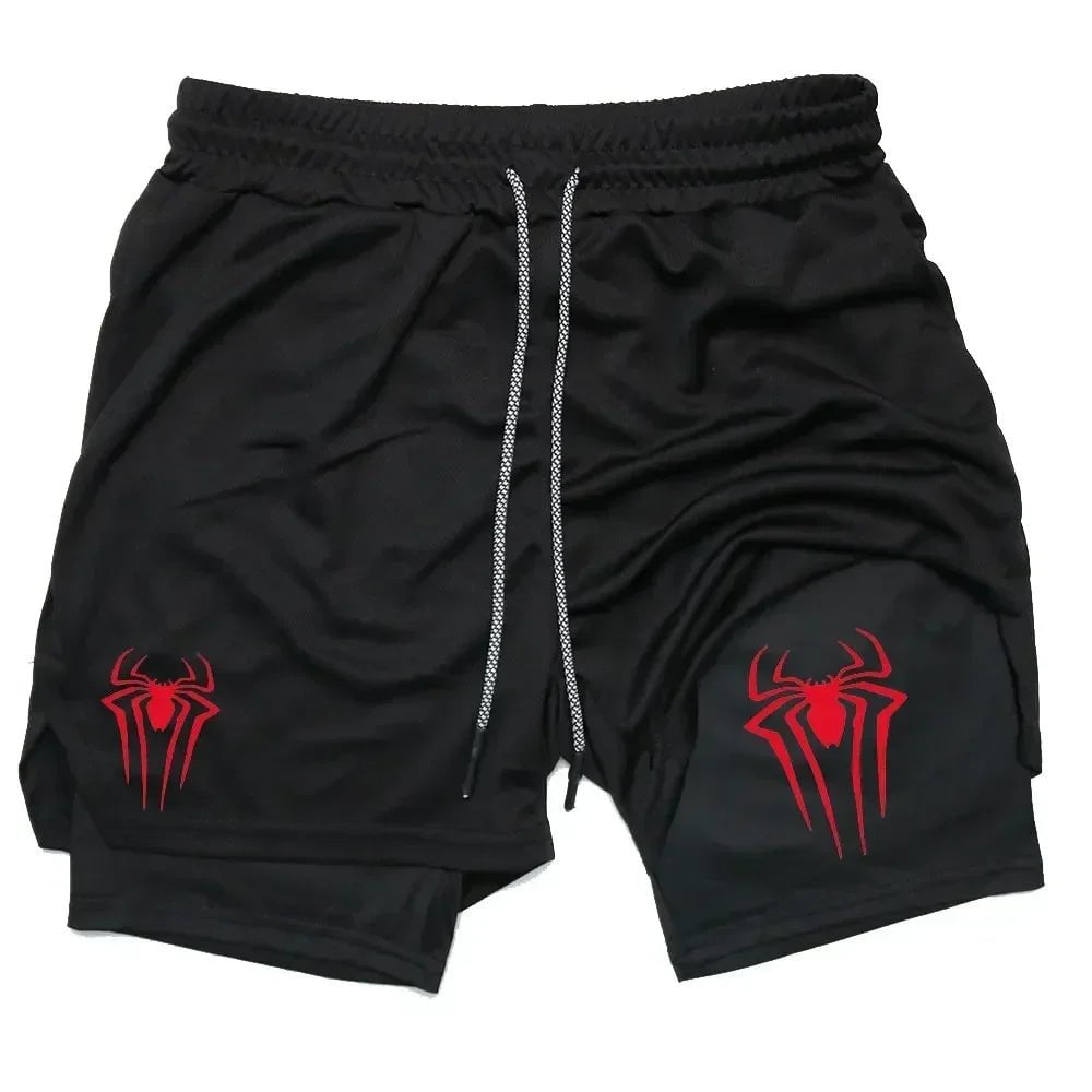 Cap Point black1 / XXL Guelor 2-in-1 Men's Spider Print Compression Shorts