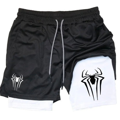 Cap Point blackwhite / XXL Guelor 2-in-1 Men's Spider Print Compression Shorts