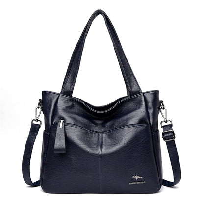 Cap Point Blue Catherine Genuine Brand Ladies Soft Leather Shoulder Handbag