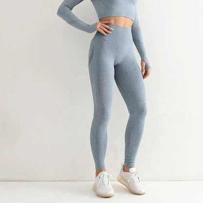 Cap Point Blue / M Ameline Seamless Push Up Breathable High Waist Workout Leggings