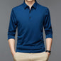 Cap Point Blue / M Mens Business casual long-sleeved polo shirt with turn-ups
