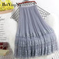 Cap Point Blue / One Size Serena Fashion High Waist Tulle Midi Skirt