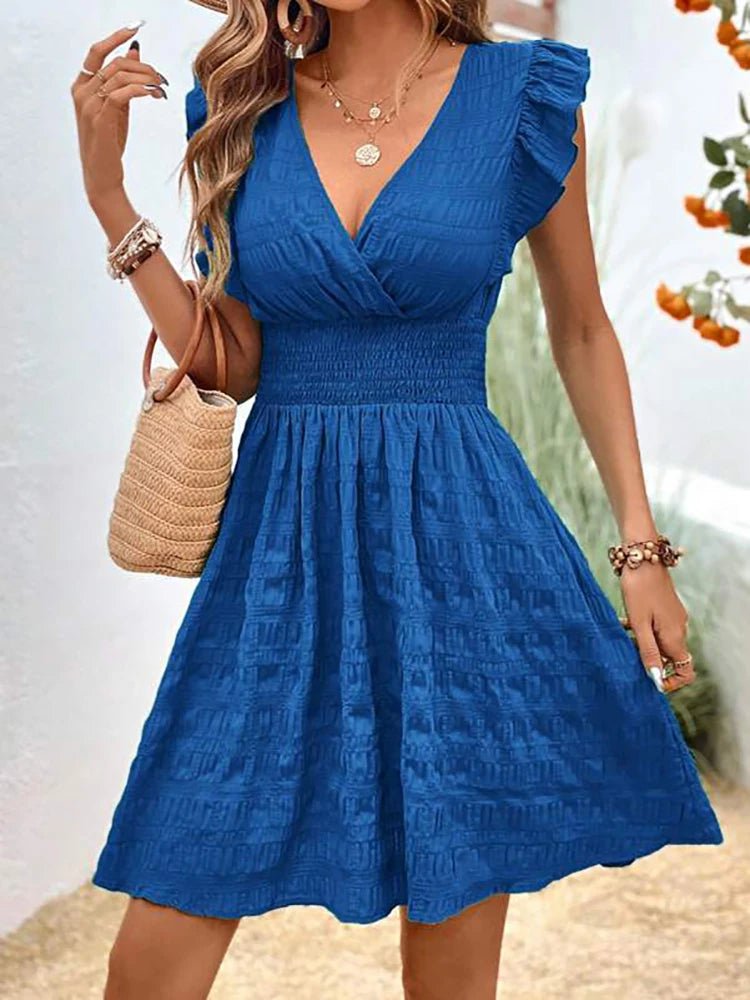 Cap Point Blue / S Katrine Elegant Summer Casual Short Dress