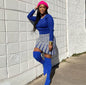 Cap Point Blue / S Nseya Round Neck Long-sleeved T-shirt Short Skirt Suit