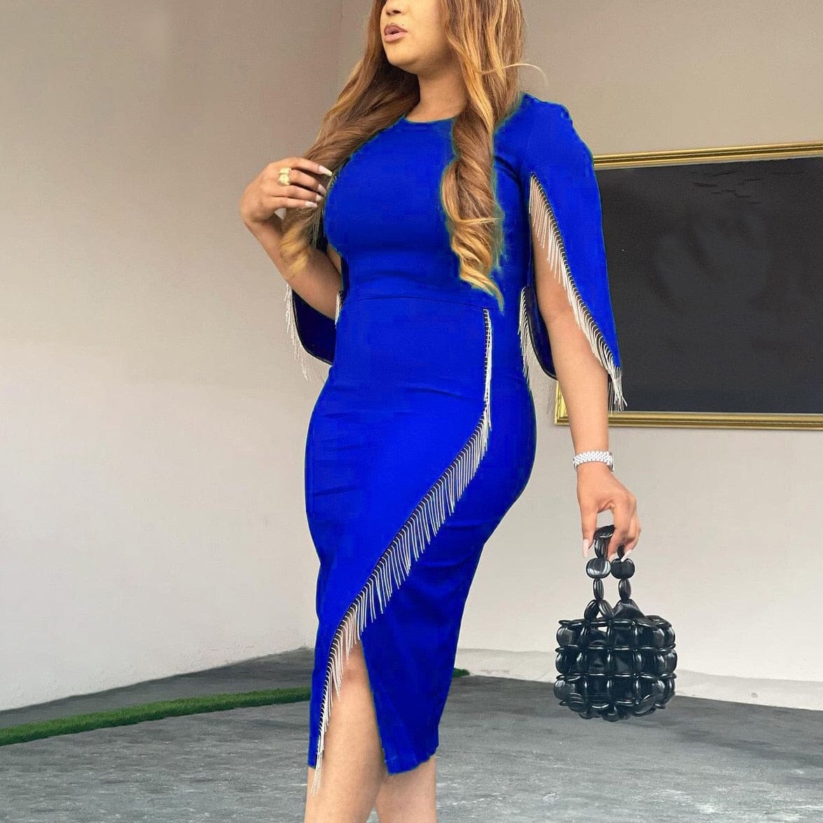 Cap Point blue / S Temuni Elegant High Waist Ruffled Midi Summer Midi Dress