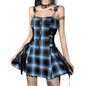 Cap Point Blue / XS Mriya Gothic Plaid Pleated Spaghetti Strap Mini Dress