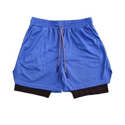 Cap Point Blue / XXXL Guelor Men's Double Layer Fitness Shorts