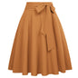 Cap Point Bronze / S Perline Belle Poque High Waist Self-Tie Bow-Knot Embellished  A-Line Skirt