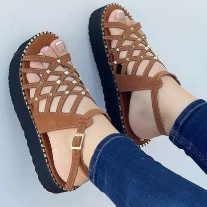 Cap Point Brown / 6 Summer Casual Sports Platform Roman Sandals